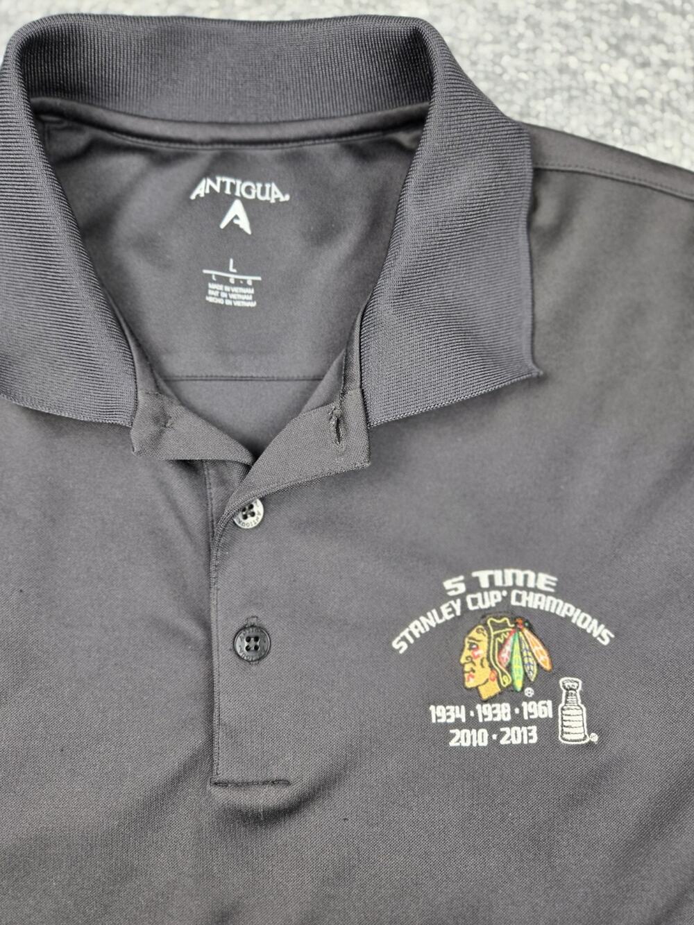 Chicago Blackhawks 2013 Stanley Cup Champions Antigua Polo Shirt Size Men L #944